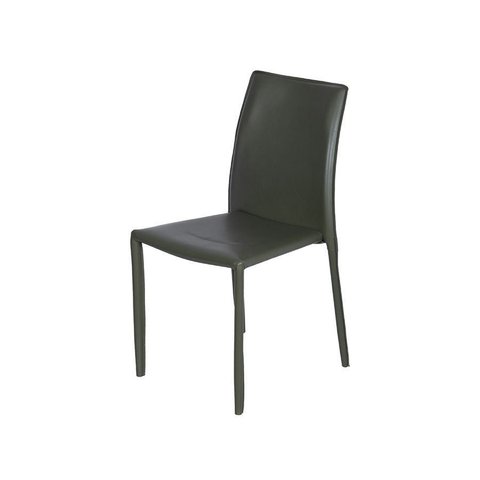 Cadeira Glam em Corino Pu Estrutura Metal - Empilhavel:verde Oliva