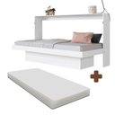Ver imagem 2 de Cama Dobrável Solteiro que Vira Escrivaninha Branco com Colchão Nion Shop Jm