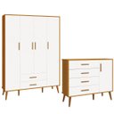 Ver imagem 2 de Comoda Sapateira e Guarda Roupa Isis Retrô 4 Portas 2 Gavetas Reller