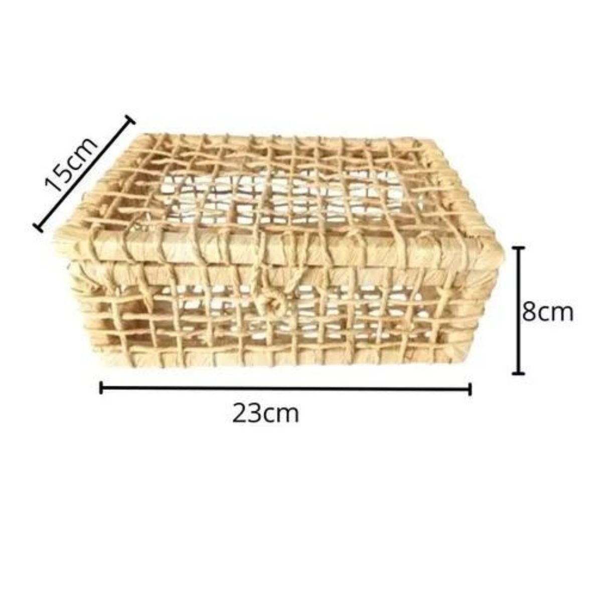 Caixa Baú de Palha de Milho Pequena Quadrada Tampa 8x23x15 - 2