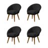 Kit 4 Poltronas Decorativa Canastra Estofada Linho Preto Pés Palito em Madeira Maciça - 1