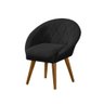 Kit 4 Poltronas Decorativa Canastra Estofada Linho Preto Pés Palito em Madeira Maciça - 3