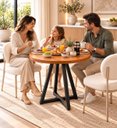 Ver imagem 2 de Mesa de Jantar Redonda 60cm em Madeira Maciça e Pé de Ferro 3 Lugares