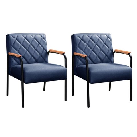 Kit 2 Poltronas Ludmilla Cor:Linho Azul 330