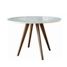 Mesa de Jantar Redonda Tampo em Vidro Pés Palito Milão Unierre - 1