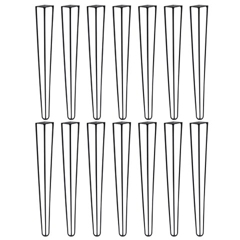 Kit 14 Pés de Metal 60 CM Hairpin Legs Mesa de Canto Aparador Preto