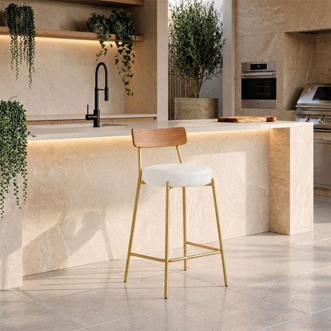 Banqueta Londrina PU D03 Assento PU Base Fixa Encosto Fixo 95cm Branco D'Rossi