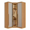 Ver imagem 2 de Guarda-Roupa Modulado Canto Oblíquo Reflecta com LED 3 Portas 100% MDF Cairo Marrom/Fendi