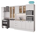 Ver imagem 7 de Cozinha Milla Corktown 15 Portas 3 Gavetas MDF 360cm Branca com Vidro Reflecta Móveis Carraro