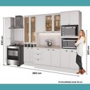 Ver mais imagens de Cozinha Milla Corktown 15 Portas 3 Gavetas MDF 360cm Branca com Vidro Reflecta Móveis Carraro
