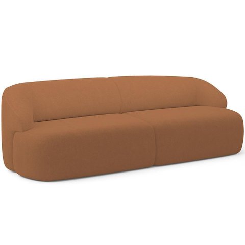 Sofá 3 Lugares Curvo Orgânico Living 250cm Barolo L06 Bouclê Terracota