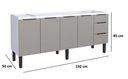 Ver imagem 2 de Gabinete Armário Cozinha Jupter Cozimax 2.00 Mt 100% Aço P/ Pia -Balção 200 cm -4 Portas- 3 Gavetas