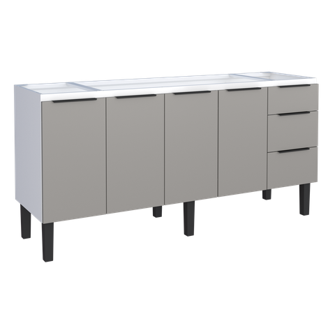 Gabinete Armário Cozinha Jupter Cozimax 2.00 Mt 100% Aço P/ Pia -Balção 200 cm -4 Portas- 3 Gavetas