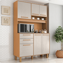 Ver imagem 1 de Kit Prime Armário para Cozinha 6 Portas 2 Gavetas (1,20 m) Marrom/Cinamomo/Areia