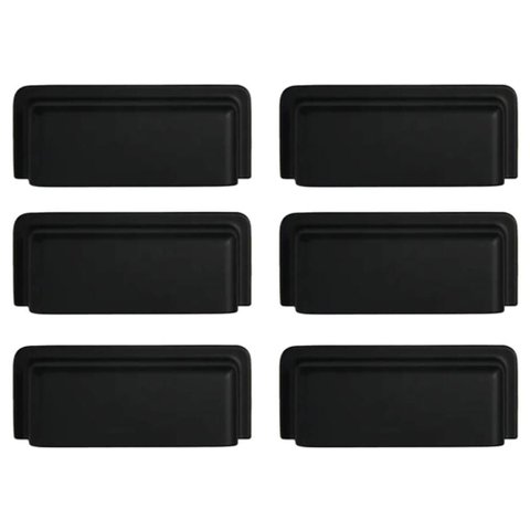 Kit 6 Puxadores Eden 1791 Preto Fosco para Móveis Armários Gavetas Torralba
