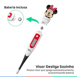 Termômetro Digital Infantil Para Medir Febre Rápido Ponta Flexível Minnie Mouse Multikids Baby Termô - 4