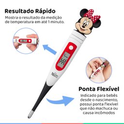 Termômetro Digital Infantil Para Medir Febre Rápido Ponta Flexível Minnie Mouse Multikids Baby Termô - 2