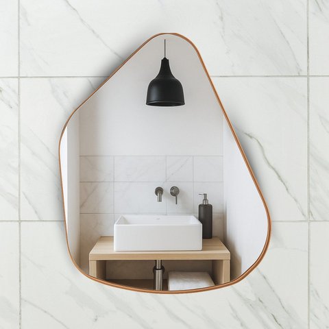 Espelho Orgânico 70x50cm Moldura em Couro Ecológico Geller