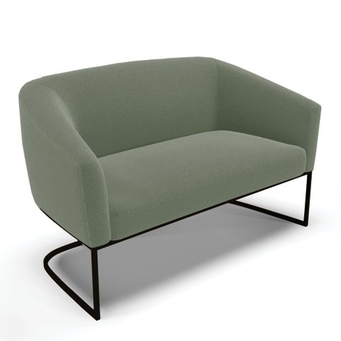 Sofá Namoradeira 2 Lugares Base Industrial Pto Stella Bouclê Menta D03 - D'Rossi