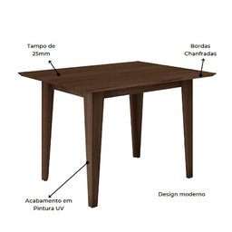 Mesa para Sala de Jantar 120cm Retangular Tampo Chanfrado Kate Poliman - 3