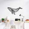 Quadro Escultura de Parede Baleia One Line 200x99, Preto. em Mdf 6mm, para Sala, para Quarto, Decora - 1