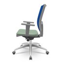 Ver imagem 2 de Cadeira Brizza Diretor Grafite Tela Azul com Assento Vinil Verde Base Autocompensador Aluminio -