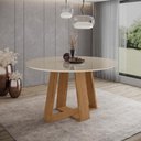 Ver imagem 2 de Mesa Jantar Lins 1400mm Redonda com Vidro Nature/off White