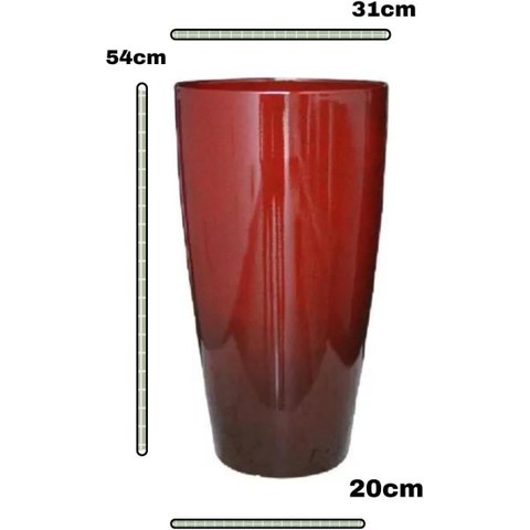Vaso Grande para Planta para Decoração Sala Varanda Jardim Alto Brilho e Leve 54cm (liso/vermelho)