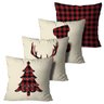 Kit 4 Capas para Almofadas de Natal Elementos Xadrez Vermelho 45x45cm - 1