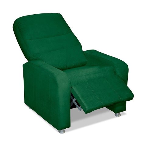 Poltrona Papai Confortável Suede Verde Sistema encosto reclinável e inclinável mecanismo manual