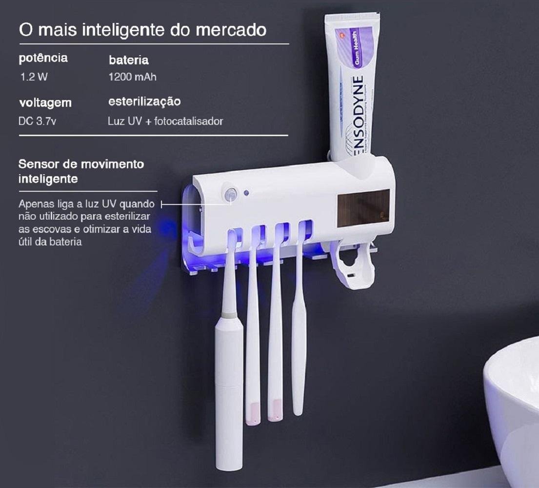 Suportes Elétrico Esterilizador Escovas de Dente Led Branco - 3