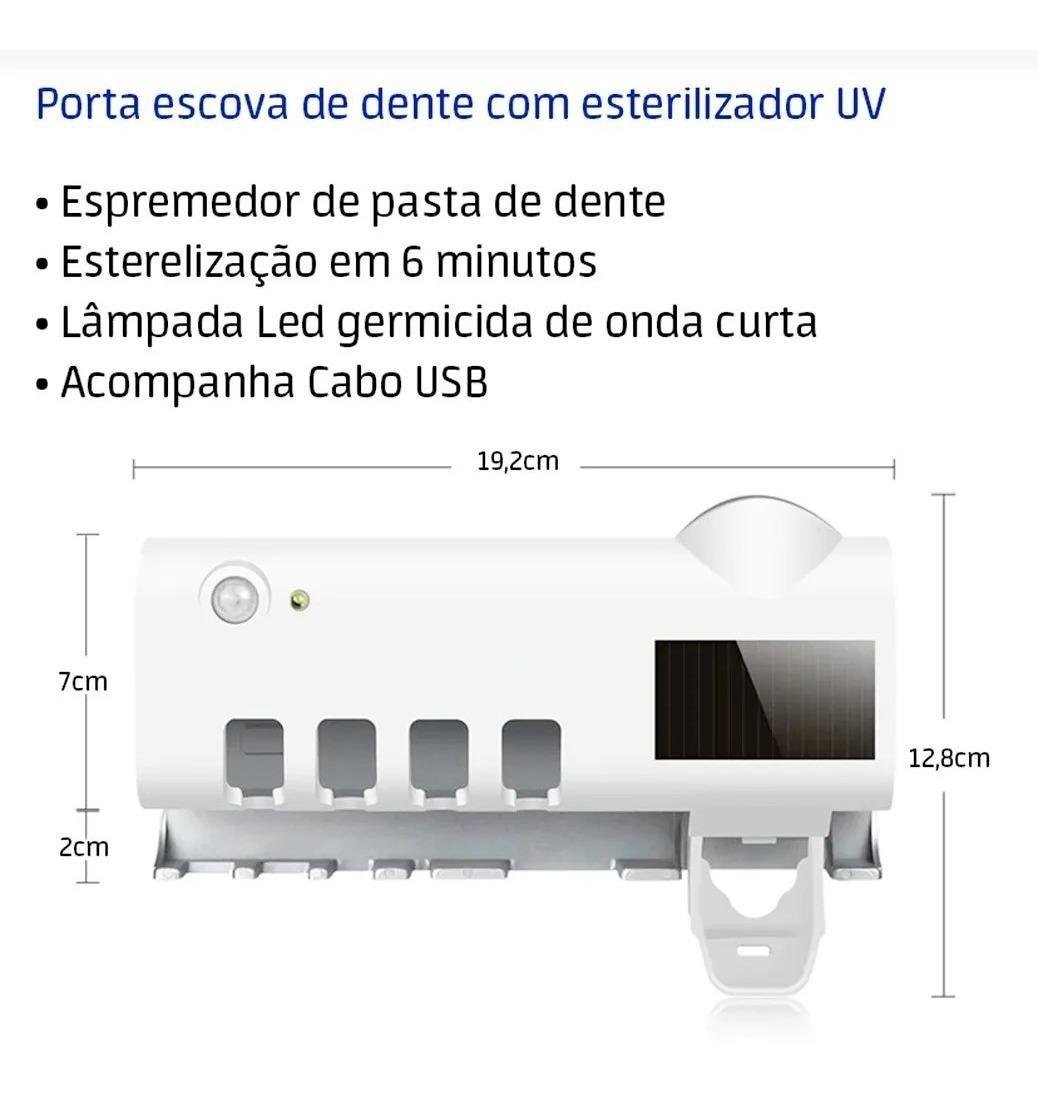 Suportes Elétrico Esterilizador Escovas de Dente Led Branco - 5