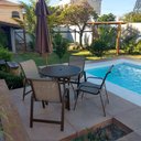 Ver imagem 4 de Conjunto de Mesa 1,20m Ripada + 4 Cadeiras Aluminio Piscina Jardim Bege Claro