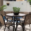 Ver imagem 5 de Conjunto de Mesa 1,20m Ripada + 4 Cadeiras Aluminio Piscina Jardim Bege Claro