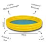 PISCINA INFANTIL 118 LITROS GRANDE 99CM VERAO BOIA INFLAVEL AMARELO BEBE 3 ANEIS REDONDA - 2