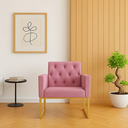 Ver imagem 1 de Poltrona Decorativa para Estúdios e Consultório Base Metal Rose
