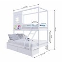 Ver imagem 3 de Beliche Infantil Casinha Reta Casal/ Solteiro com 02 Gavetas Madeira Maciça Branco Megamobilia