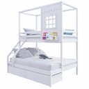Ver imagem 2 de Beliche Infantil Casinha Reta Casal/ Solteiro com 02 Gavetas Madeira Maciça Branco Megamobilia