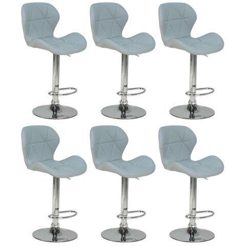 Kit 06 Banquetas Slim Estofada Giratória com Regulagem de Altura - Cinza