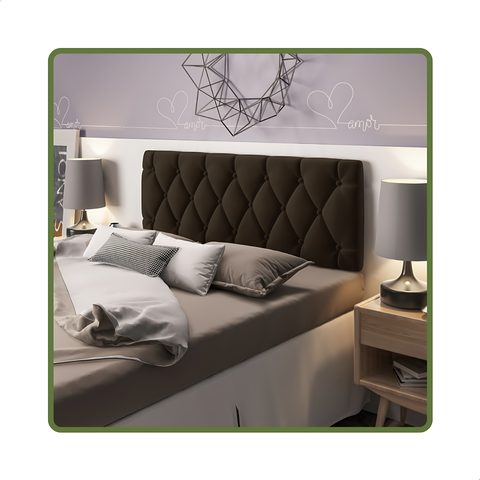 Cabeceira Almofadada para Cama Box Suspensa Paris 1,40 X 55 Marrom Suede