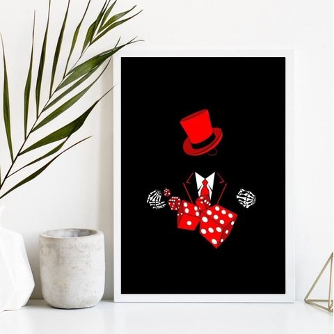 Quadro Decorativo Umbanda Zé Pelintra 45x34cm - com vidro:Madeira preta