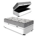 Ver imagem 1 de Cama Box com Baú Solteiro + Colchão de Molas Ensacadas - Probel - Evolution 88x188x74cm:branco