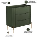 Ver imagem 3 de Mesa de Cabeceira Orgânica 3 Gavetas Pés Industrial Dourado Bliss I03 Musgo - Lyam Decor