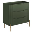 Ver imagem 1 de Mesa de Cabeceira Orgânica 3 Gavetas Pés Industrial Dourado Bliss I03 Musgo - Lyam Decor