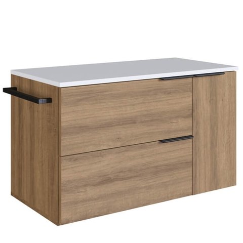 Gabinete para Banheiro 02 Portas 01 Gaveta 80cm Mel Branco Proddy