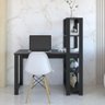 Mesa Escrivaninha Moderna Multifuncional com Estante 4 Prateleiras - Preto - 5