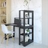 Mesa Escrivaninha Moderna Multifuncional com Estante 4 Prateleiras - Preto - 3