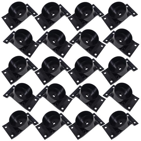 Kit 20 Chapinhas Chapa Inclinada 15º com Tubo Fixação Pés Palito Rosca 5/16 Preta
