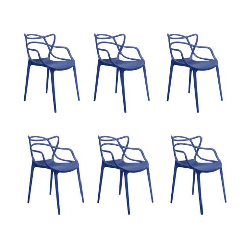 Kit 6 Cadeiras Allegra Azul Bic Proteção UV Sala Jantar e Área Gourmet