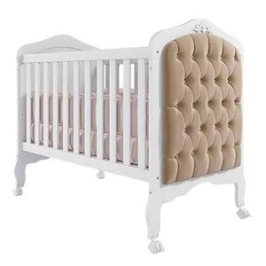 Berço Americano que Vira Cama Harmonia com Capitone Branco - Permóbili Baby 100% Mdf